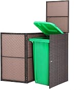 CASARIA Wheelie Bin Hideaway 240L Brown Poly Rattan Garden Shield view 2