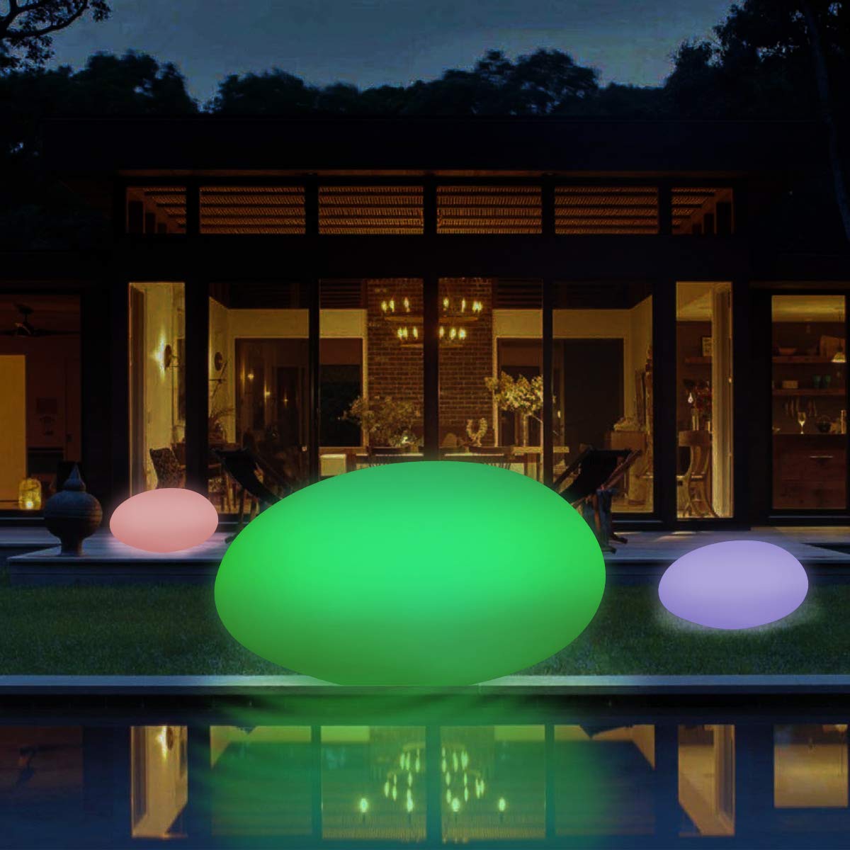 Solarlampen für Außen, TEQStone Solarleuchte Garten mit 16 einstellbaren Farben, gepflasterte Gartendekor LED Solarleuchten für Rasen, Garten, Schwimmbad, Blumenbeet etc, wasserdicht IP67