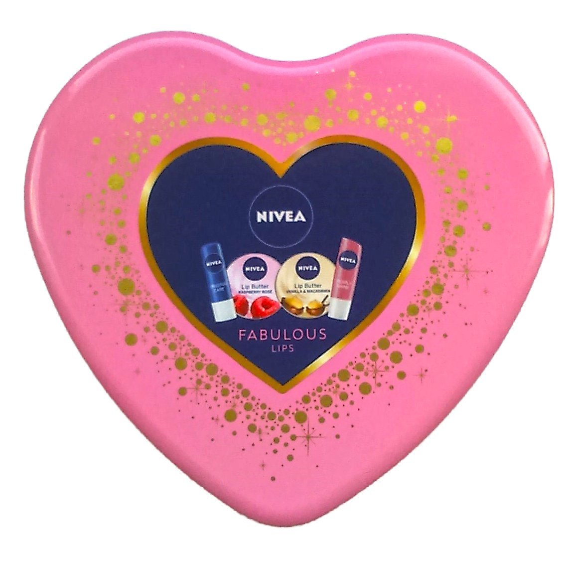 Nivea Fabulous Lips Gift Set / Tin for Women 4 Pieces Lip Balm