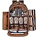 Ferlin Picnic Backpack for 4 with Cooler Compartment, Detachable Bottle/Wine Holder, Fleece Blanket, Plates and Cutlery Set (Coffee)