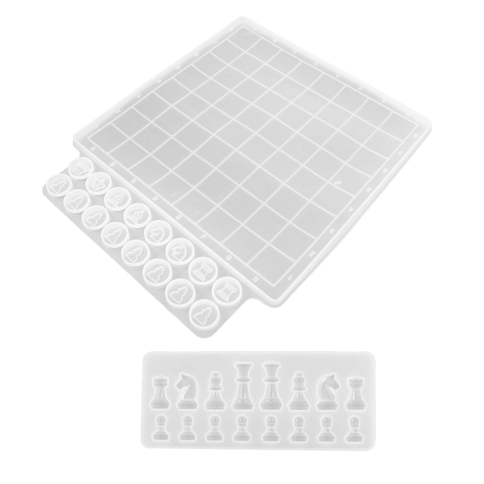 EXCEART Chess Board Mold Set Silicone Resin Casting Kit for DIY Chess Pieces and Board Crafts Flexible Transparent Mold for Handmade Game Accessories