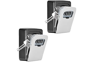 FAYLEEKO Key Lock Box Wall Mounted, 4 Digit Combination Lockbox for Outside, House Keys - 5 Keys Capacity, Key Safe Security Storage Lock Box for Indoor, Outdoor, Garage, Garden, Store (Gray, 2 Pack)