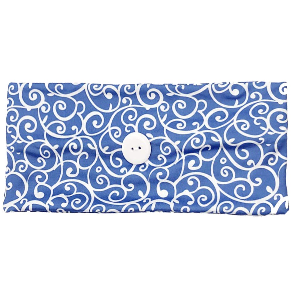 Jamron 1-5Sets Fashion Headbands with Button for Working Yoga Sports Workout-Ear Protection,Reversible,Non Slip,Stretchy Blue 1Set