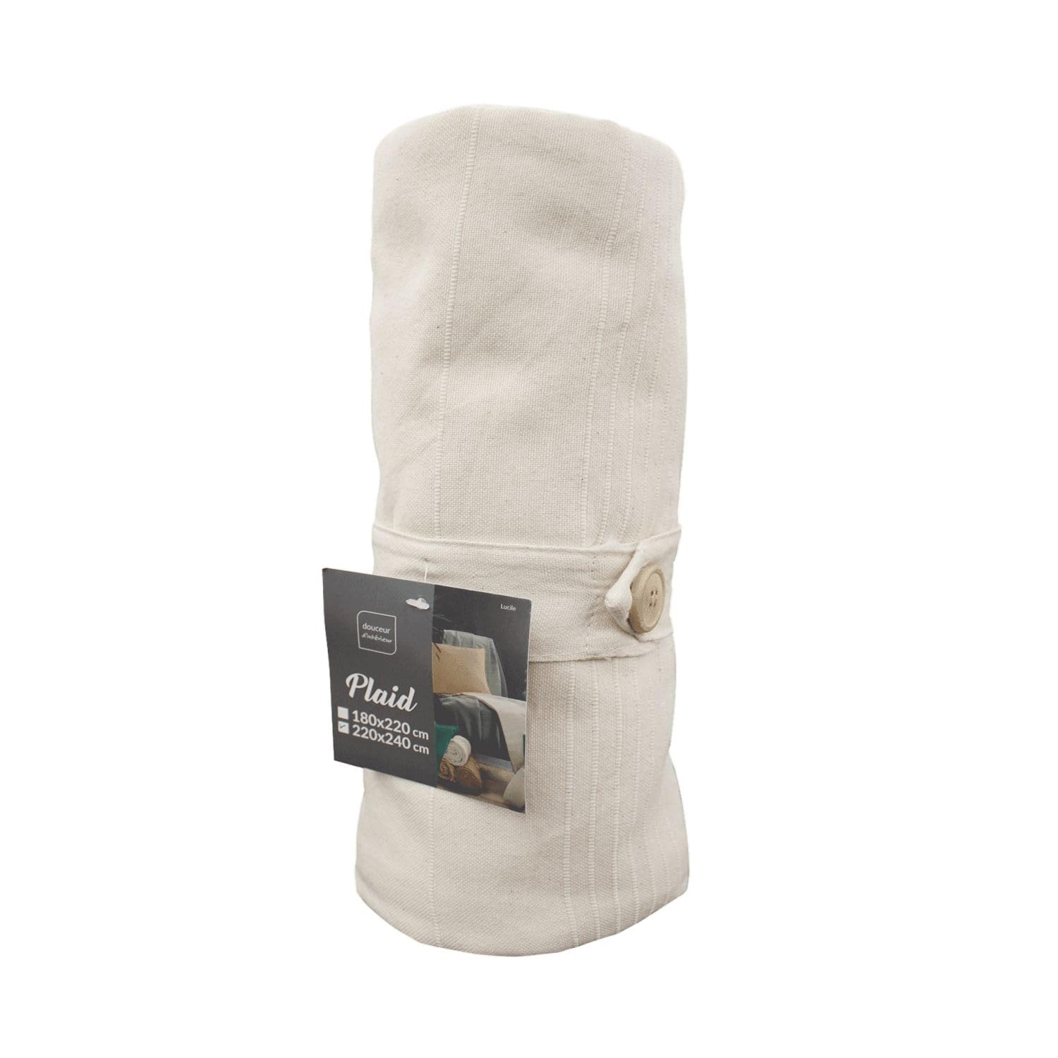 Douceur d'Intérieur Indoor Softness, Blanket (220 x 240 cm) Lucile Natural, Plain Polycotton