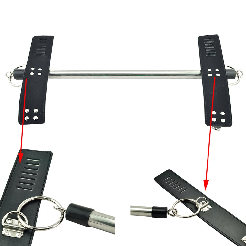 Careshine Bondage Jouets Kits du SM PU cuir en acier inoxydable Bondage Jambe Spreader Bar Ankle Cuffs Serrures 2 cadenas