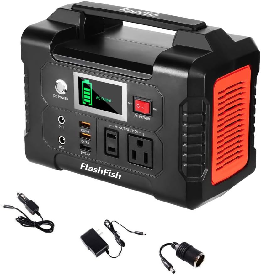 200W Portable Power Station, FlashFish 40800mAh Solar Generator with 110V AC Outlet/2 DC Ports/3 USB Ports, Backup Battery Pack Power Supply for CPAP Outdoor Advanture Load Trip Camping Emergency. : Garden & Outdoor