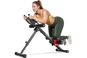 FLYBIRD Ab Workout Equipment, Adjustable Ab Machine Full Body Workout for Home Gym, Strength Training Exercise Equipment for Body Shaping Foldable Waist Trainer Suitable for Beginner Red