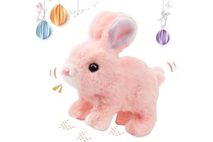 Xing Chen Hai Yang Bunby - My Realistic Bunny Toy, Interactive Plush Rabbit Toy, Electric Bunny with Sounds & Movements(Pink)
