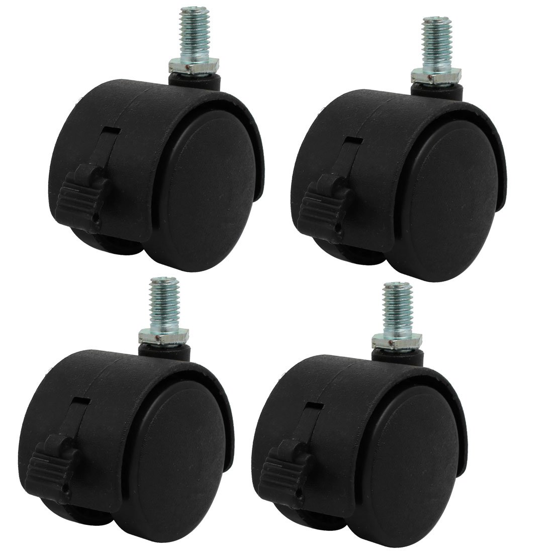 sourcingmap 1.5'' Diameter Wheel M8 Thread 360 Degree Rotatable Swivel Caster Black 4pcs