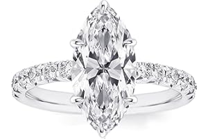 RURULUYA 2CT/3.5CT Solitaire Elongated Marquise Cut Engagement Ring for Women, Simulated Diamond Promise Ring in 925 Sterling Silver