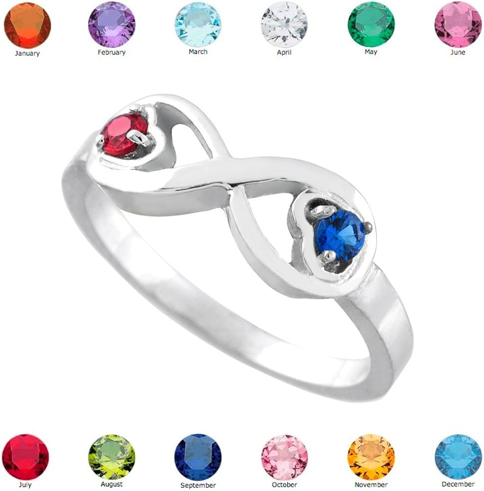 Birthstone Infinity Rings Women's 925 Sterling Silver MixandMatch