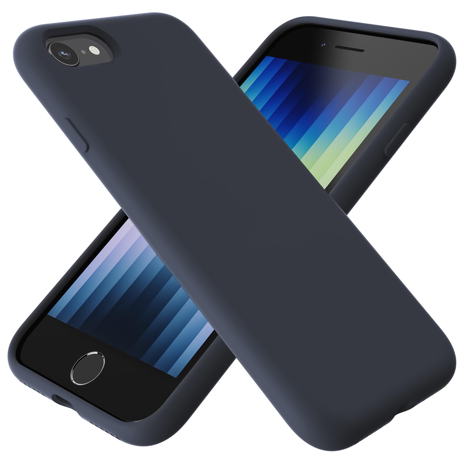 TAXXOE Liquid Silicone Case Compatible with iPhone SE 2020/2022, iPhone 8/7, 4.7 Inch, Soft-Touch, Shockproof, DustProof, Antiskid Full Body Phone Cover for iPhone SE - Midnight Blue — image 1