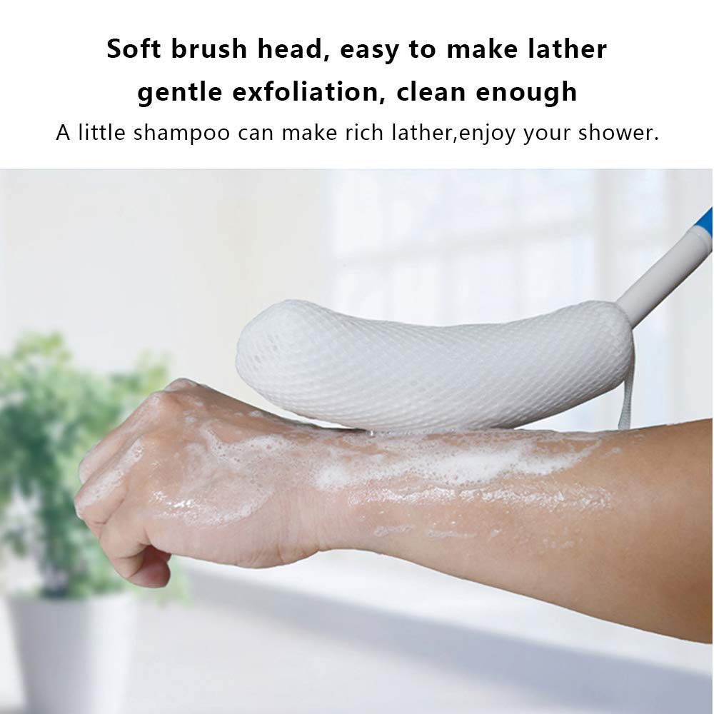 Vansun Long Curved Bath Brush | 15.35 Inches, Easy Reach Anti-Slip Handle Body Brush for Bathing and Shower, Suitable for Elderly, Pregnant Woman，People with Inconvenient Hands : Beauty