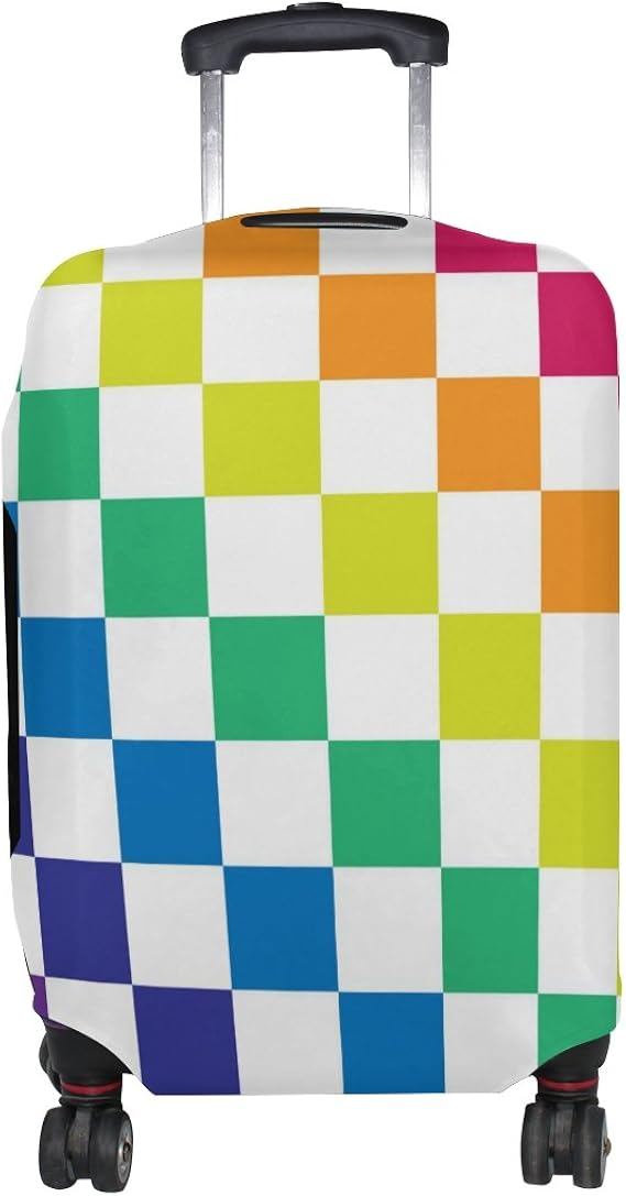 U LIFE Geometric Vintage Rainbow Squares Luggage Suitcase