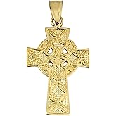 Gold Irish Celtic Cross Trinity Pendant Necklace | 10K or 14K Gold | Available in Yellow, Rose, or White Gold | Choice of Pendant Only or Necklace Length