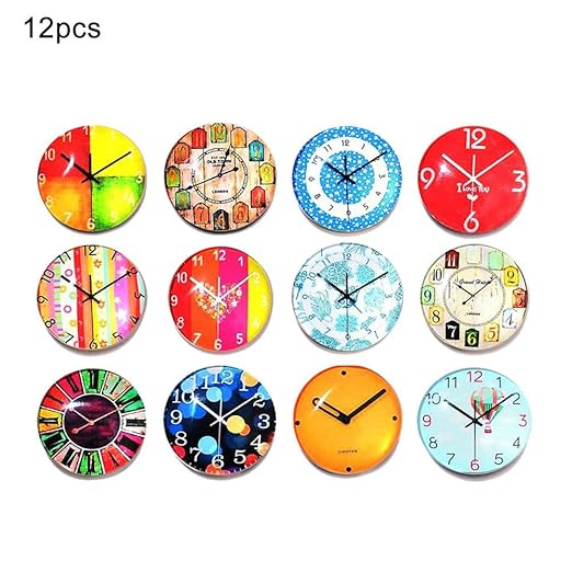 Luckybaby - Juego de 12 imanes de Nevera con Reloj Retro, imanes ...