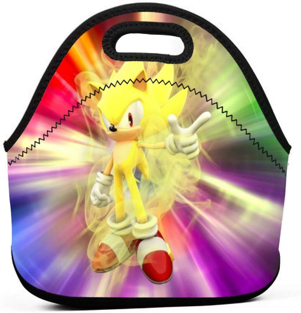 Neoprene Lunch Bags Food Container Tote for Women Men - Portable Insulated Picnic Bento Handbags for Work Outdoor Travel - Super Sonic Rainbow Supernova Art