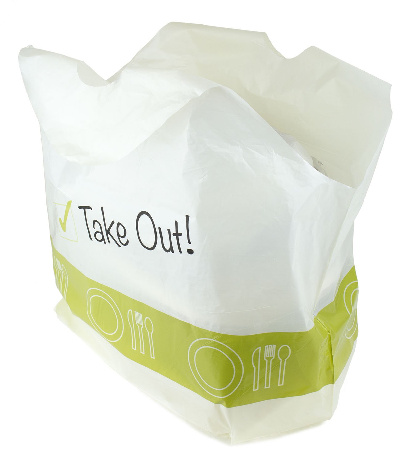To Go Shopping Bags 500 pc “Take Out!” Plastic CarryOut Retail Bags