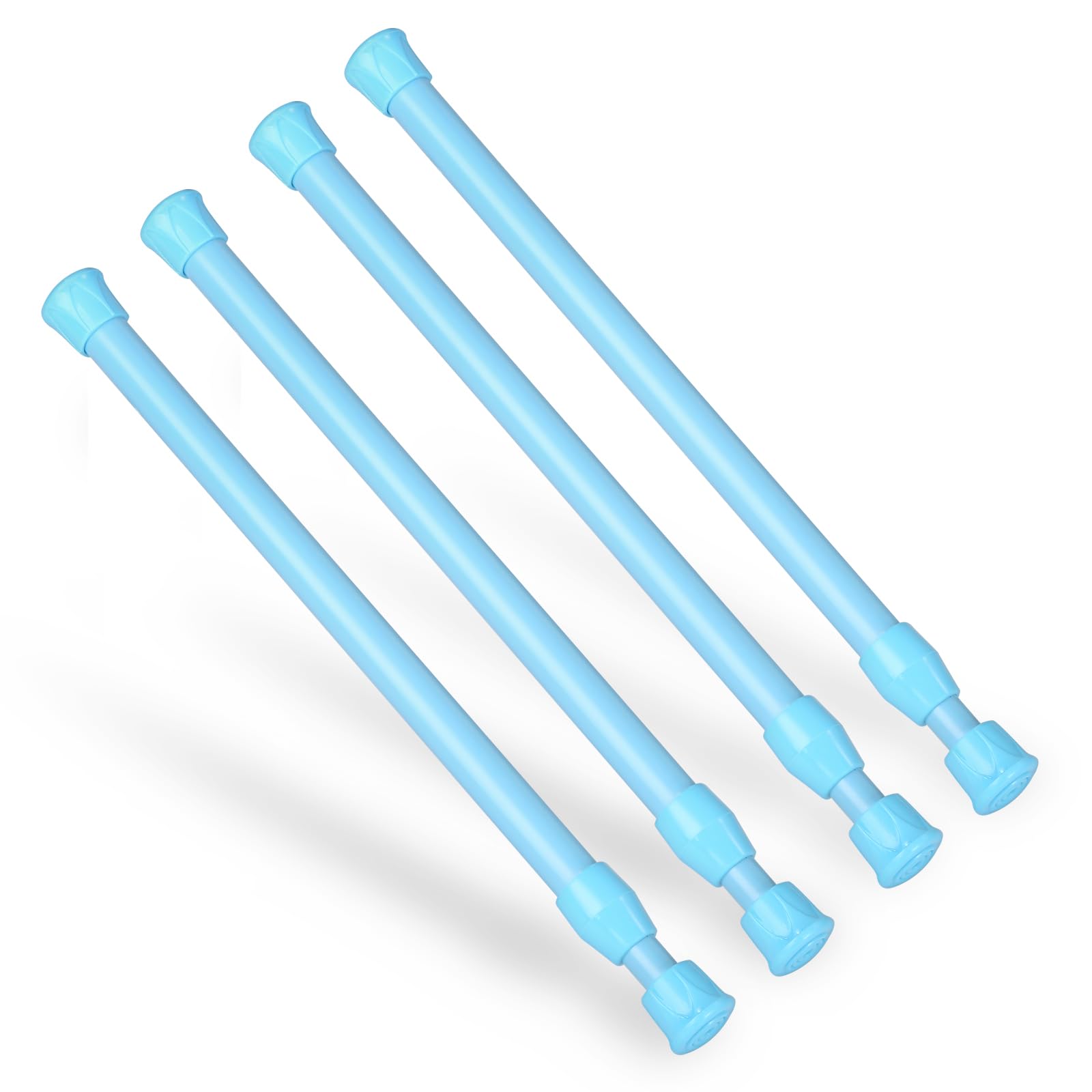 Goowin 4 Pcs Tension Rod, 30-50cm Tension Rods for curtains, No Drilling Rustproof Spring Adjustable Tension Curtain Rod for Windows Bookshelf Wardrobe Bars, Drying Support Rods (Blue)
