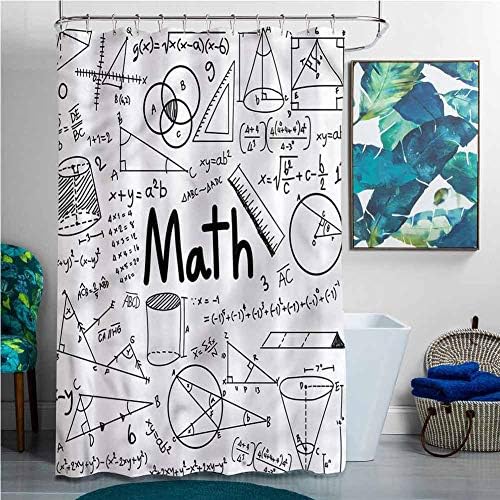 Long Shower Curtain Mathematics Classroom Math Icons Fabric Shower Curtain W55x72L