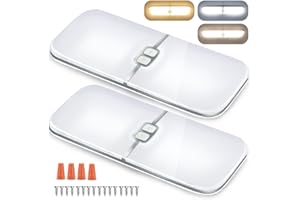 ZABOUL RV Lights Interior 1700LM, 3 Color Dimmable 12V Volt Led Camper Lights, 204 LED RV Interior Lights, RV Ceiling Dome Light Fixtures for RV/Camper/Car/Trailer Boat (Warm Cool Natural Light) 2Pack