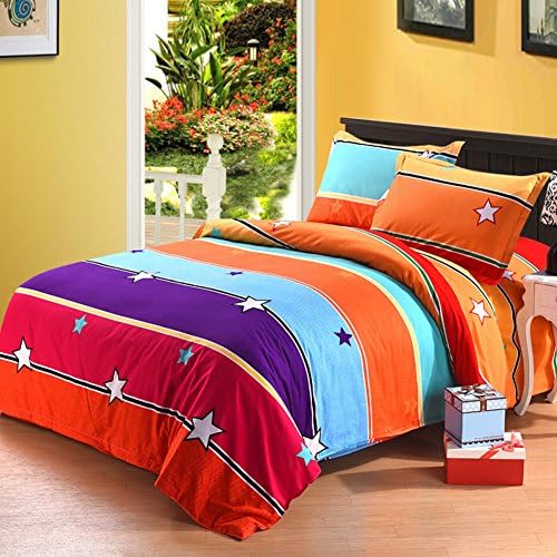 Pastoral Style Striped flowers/Floral 100% Cotton Quilt Cover-G 160x200cm(63x79inch)