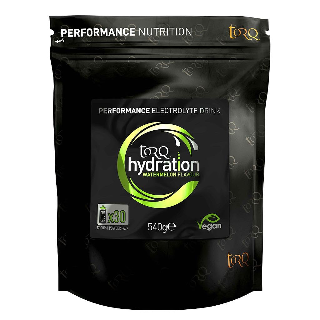Torq Hydration - Watermelon - Rapid Rehydration Electrolytes Powder Hypotonic Profile Running , Cycling , Sports Hydration Drink - 30 Servings - 540g