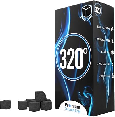 320° Premium Coconut Shisha Coal 4 kg 288 cubes 25mm Nicotine Free