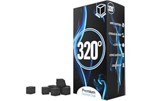 320º 4kg - 320° Premium Coconut Shisha Coal Charcoal (25mm Cubes) for Hookah, BBQ, and Grilling - 288 Pieces, Long Burn Time, Nicotine Free, Natural, No Chemical Additives.