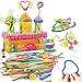Peradix Building Sticks Toys 77 PCS DIY STEM Learning Set for Kids, 360° Bendable Molding Colorful Soft Straw Blocks Gear Set for Early Imagination Educational Construction Toy Set for Kids Ages 6+