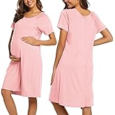 Ekouaer Women’s Nursing/Delivery/Labor/Hospital Nightdress Short Sleeve Maternity Nightgown with Button S-XXL