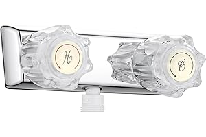 PUREHAVEN RV Shower Faucet, Camper Shower Faucet, 4" RV Outdoor Shower Replacement fits for RV/Motorhome/Trailer Shower Faucet Valve Diverter,Double knob Faucet Diverter with Smoked Acrylic Knobs (Chrome)