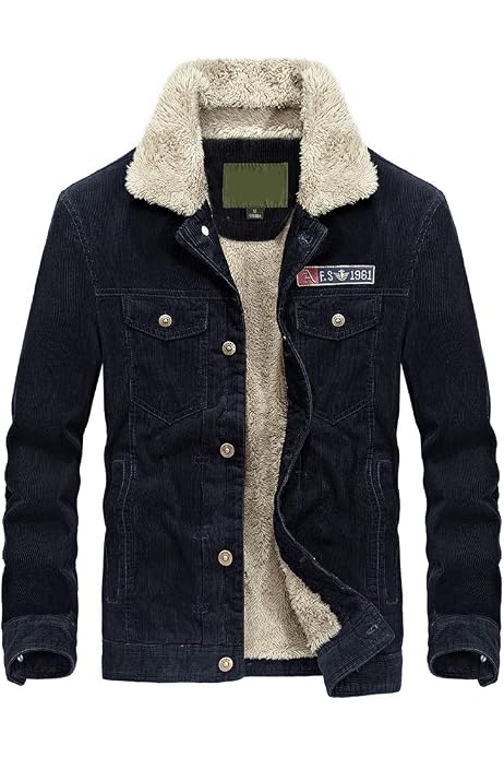Yeokou Men's Vintage Slim Sherpa Lined 