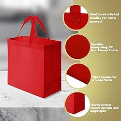 Reginary Reusable Totes Bags - 100 Pcs Non Woven