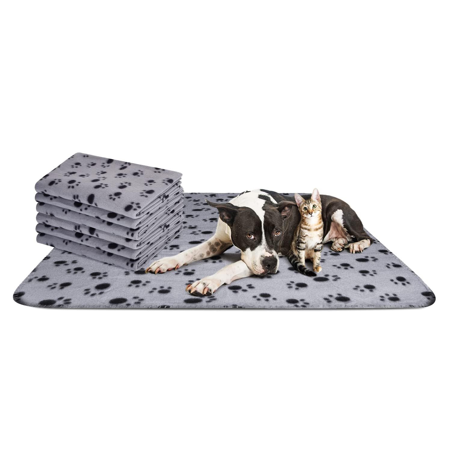 Nobleza - 6 x Large Washable Dog Blanket, Cat Fluffy Fleece Blanket, Puppy Soft Warm Mat, Grey, 160 * 100cm
