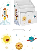 SONGMICS Toy Organiser 3 Shelves Children Bookshelf with Wheels White GKR41WT view 8