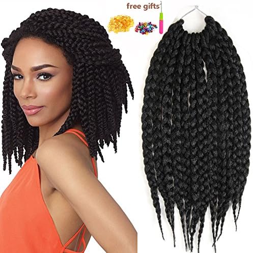 14" 12 Roots/pack Box Braids Hair Crochet Hair Braiding Hair Synthetic Hair Extensions (6packs) (#1B)