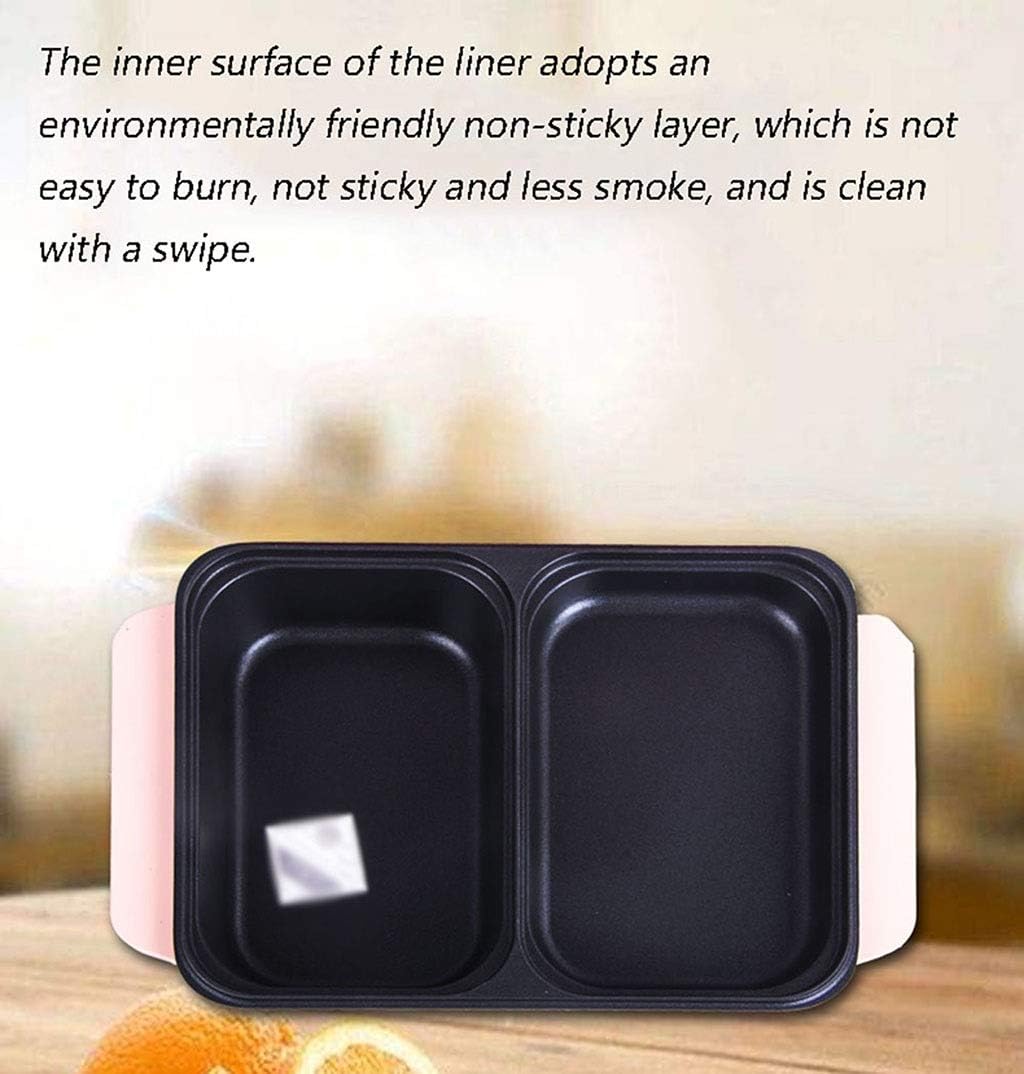 review Electric Barbecue-Multifunctional Household Frying pan Barbecue Pot Oven Integrated,Dual Zone Independent Temperature Control (Color : Pink)