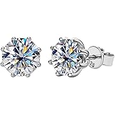 PROSTORY Moissanite Stud Earrings, 1-4cttw D Color VVS1 Clarity 925 Sterling Silver 8 Prong Earrings for Women or Men Birthday Wedding Jewelry Gifts