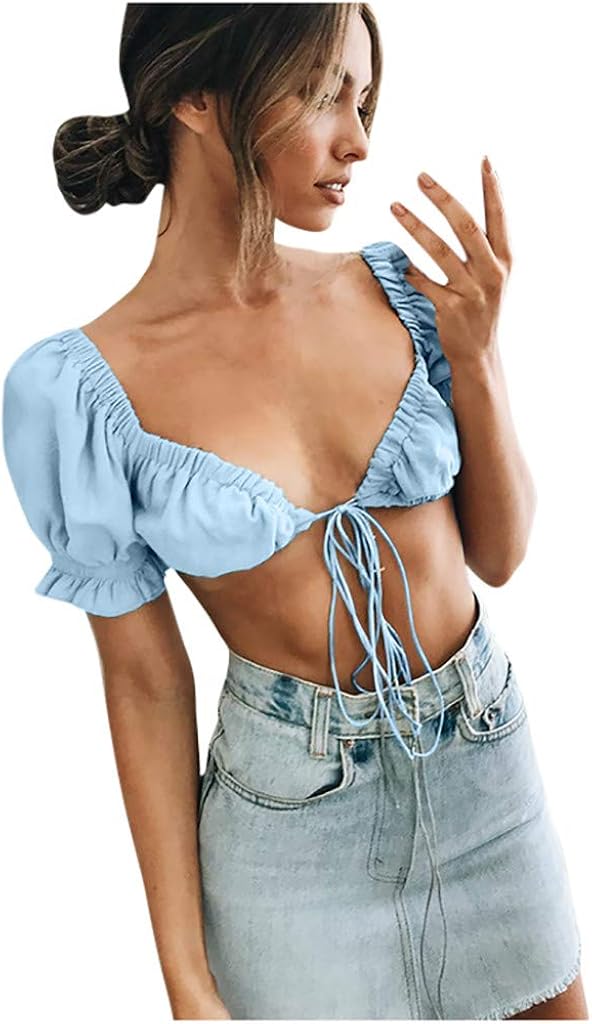 XIEERDUO Damen T-Shirt Mit Puffärmeln – Oversized, Rundhals, Aus Weichem Stretchstoff Für Frühling & Sommer