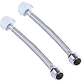 (Pack of 2) Axiomdeals 16" Toilet Supply Hose Extension Pipe – 7/8" Male to Female – Flexible Stainless Steel Bidet Extension