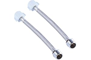 (Pack of 2) Axiomdeals 16" Toilet Supply Hose Extension Pipe – 7/8" Male to Female – Flexible Stainless Steel Bidet Extension