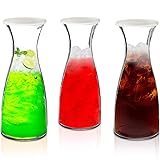 3-Piece Glass Carafe Set – 1 Liter Pitchers for