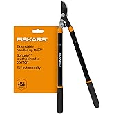 Fiskars Loppers for Tree Trimming, Heavy Duty, with Extendable Handle (24.5"-37" Range), Sharp Bypass Steel Blade Tree Branch Cutter up to 1.5-Inch Diameter Cut Capacity