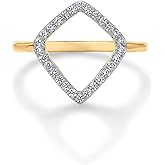 PAVOI 14K Gold Plated Two Toned Mixed Metals Diamond-Shaped Geometric Ring for Women with Cubic Zirconia | Statement Ring