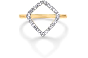 PAVOI 14K Gold Plated Two Toned Mixed Metals Diamond Shaped Geometric Ring for Women with Cubic Zirconia | Statement Ring