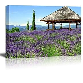 Canvas Prints Wall Art - Beautiful Scenery Gazebo in Lavender Field | Modern Wall Decor/Home Art Stretched Gallery Canvas Wraps Giclee Print & Ready to Hang - 12" x 18"