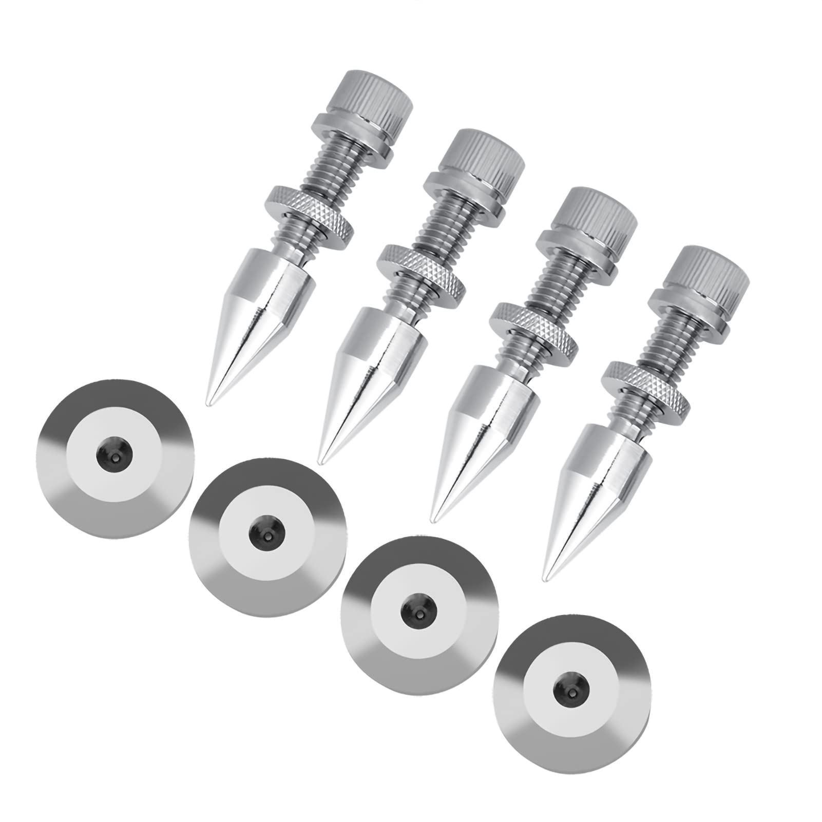4pcs Speaker Spike Isolation Designed with Height Fine-Tuning Balancing Nut Pure Copper Speaker Spike Stand Foot for HiFi Speakers Minimize Harmful Vibration