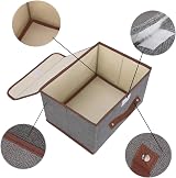 OWill Foldable Storage Boxes with Lids Grey 25x19x16 cm view 3