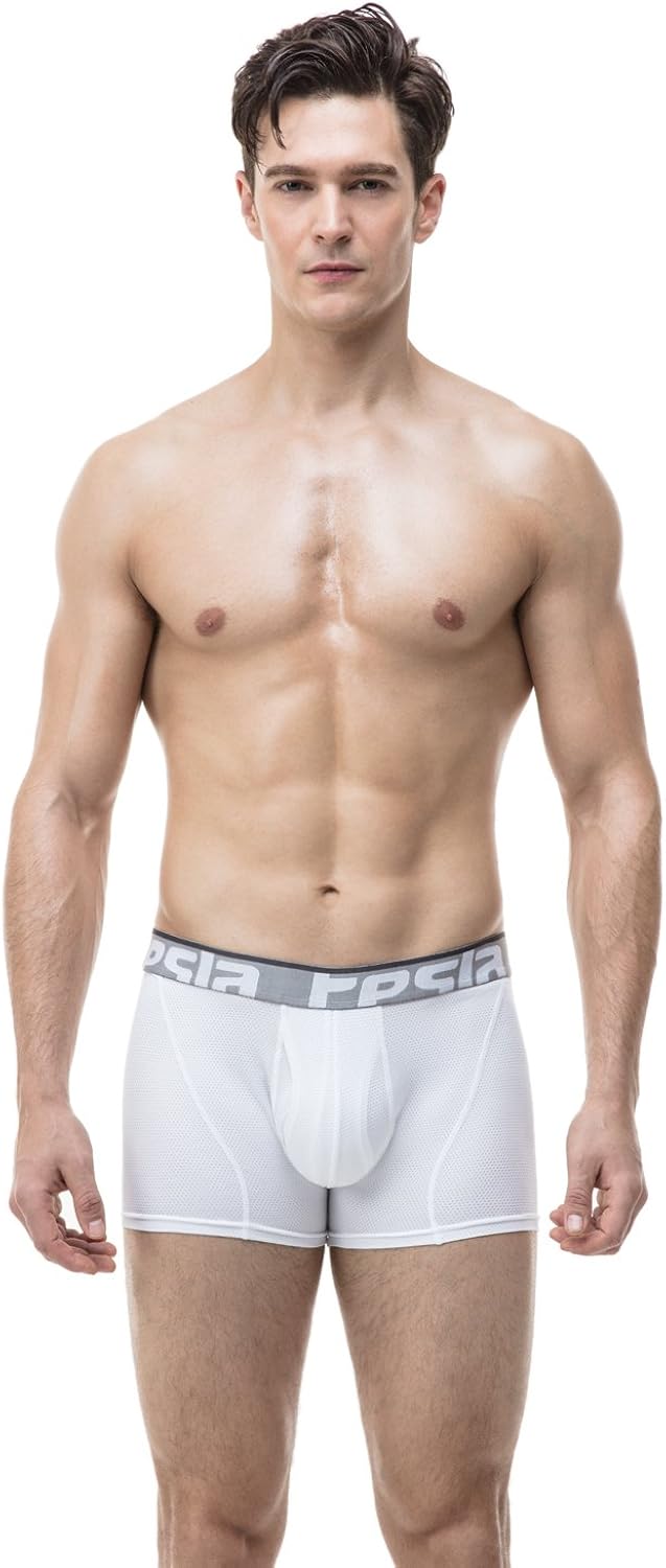 TSLA Men's (Pack of 2, 3) Relaxed Stretch 9 inches Cool Dry Brief Mesh Underwear Trunk: Clothing
